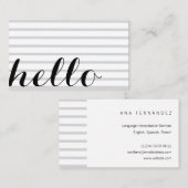 White grey simple elegant minimalist "hello" card visitekaartje (Voorkant / Achterkant)