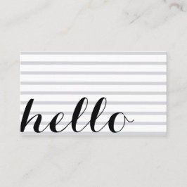 White grey simple elegant minimalist "hello" card visitekaartje