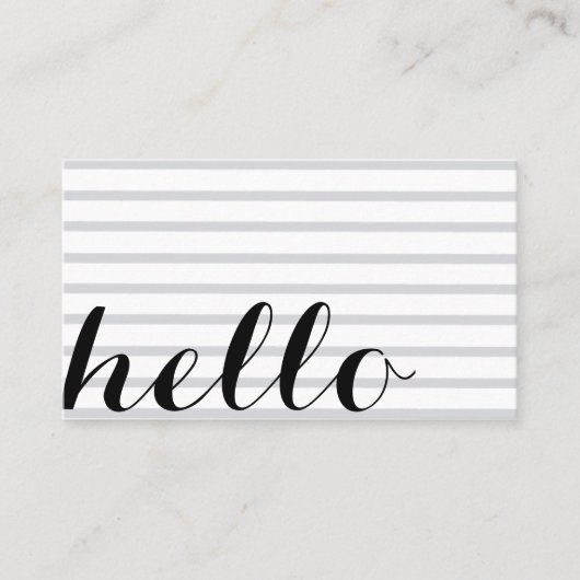 White grey simple elegant minimalist "hello" card visitekaartje (Voorkant)