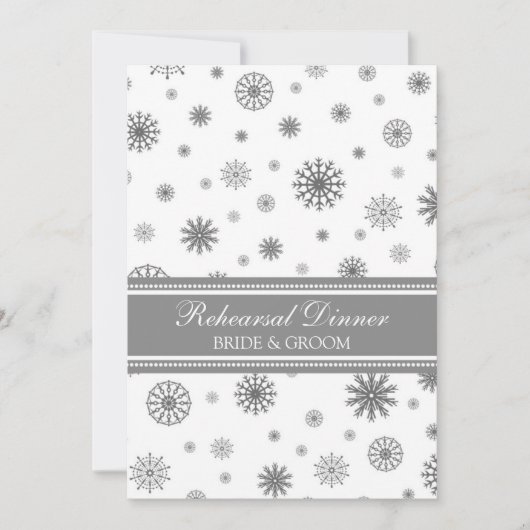 White Grey Snow Winter Rehearsal Dinner Party Kaart (Voorkant)