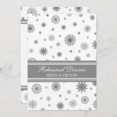 White Grey Snow Winter Rehearsal Dinner Party Kaart (Voorkant / Achterkant)