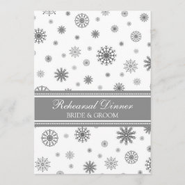 White Grey Snow Winter Rehearsal Dinner Party Kaart