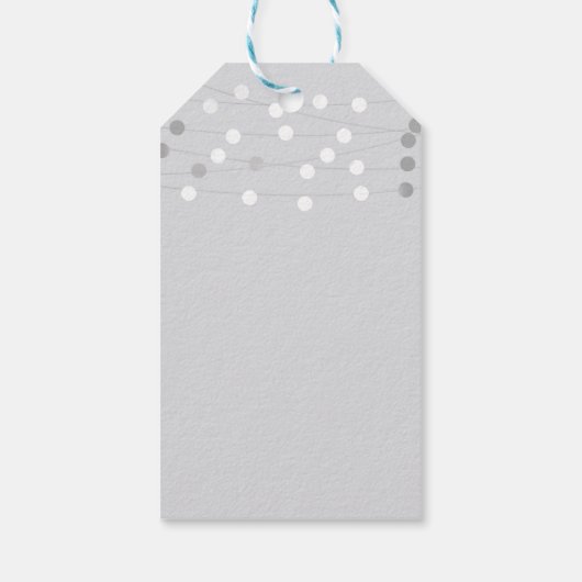 White Grey String Lights Modern Chic Elegant Favor Cadeaulabel (Achterkant)