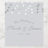 White Grey String Lights Modern Chic Wedding Wine Wijn Etiket (Enkel label)