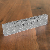 White Grey Terrazzo Classic Personated Name plate Naambordje (Zijkant)