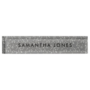 White Grey Terrazzo Classic Personated Name plate Naambordje