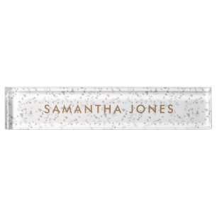 White Grey Terrazzo Classic Personated Name plate Naambordje