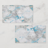 White Grey Turquoise Blue Marble Vip Visitekaartje (Voorkant / Achterkant)
