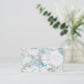 White Grey Turquoise Blue Marble Vip Visitekaartje (Staand voorkant)