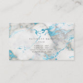 White Grey Turquoise Blue Marble Vip Visitekaartje (Achterkant)