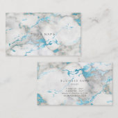White Grey Turquoise Blue Marble Vip Visitekaartje (Voorkant / Achterkant)