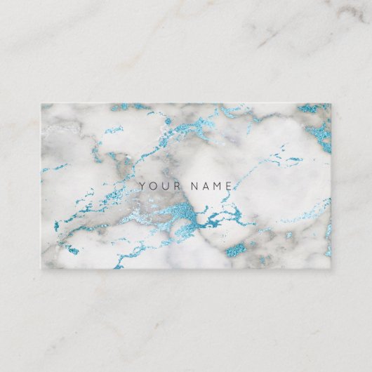 White Grey Turquoise Blue Marble Vip Visitekaartje (Voorkant)