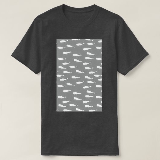 White Grey Whales Pattern T-shirt (Design voorkant)