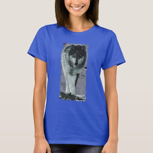White Grey Wolf Wildlife Art T-shirt (Voorkant)