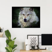 White Grey Wolf Wildlife Supporter Poster (Thuiskantoor)
