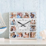 White Grey Wood Custom Photo Collage Elegant Vierkante Klok<br><div class="desc">Creëer eenvoudig uw eigen gepersonaliseerde witte houten plank elegante wandklok met uw aangepaste foto's. Voor beste resultaten,  bewaar de afbeeldingen aan vierkant - met het nadrukpunt in het centrum - alvorens te uploaden.</div>