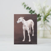 White Greyhound Dog Art Briefkaart (Staand voorkant)