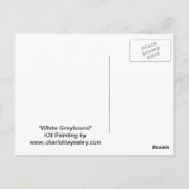 White Greyhound Dog Art Briefkaart (Achterkant)