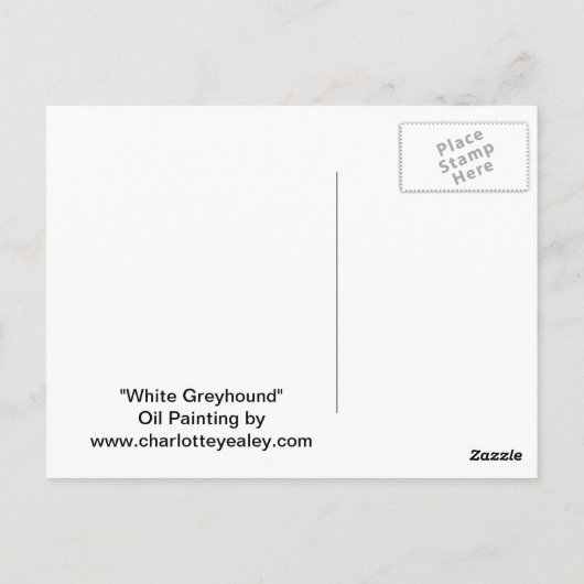 White Greyhound Dog Art Briefkaart (Achterkant)