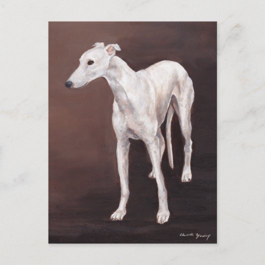 White Greyhound Dog Art Briefkaart (Voorkant)