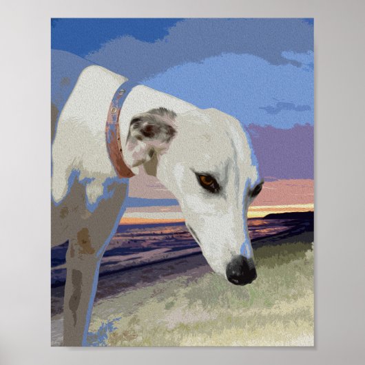 White Greyhound Oil Paint, Poster (Voorkant)