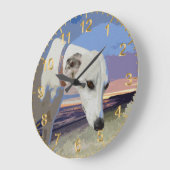 White Greyhound Oil Paint, Wall Clock Grote Klok (Hoek)