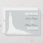 White & GreyLace Wedding Dress Save the Date Magnetische Uitnodiging (Voorkant)