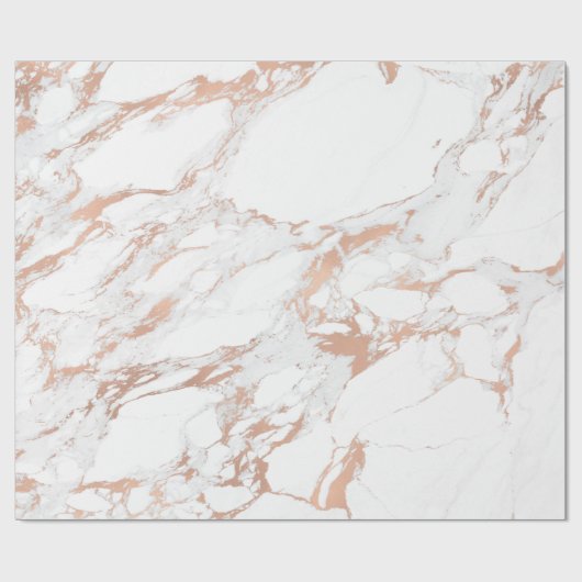 White GreyPink Roos Gold Blush Carrara Marble Lux Cadeaupapier (Vlak)