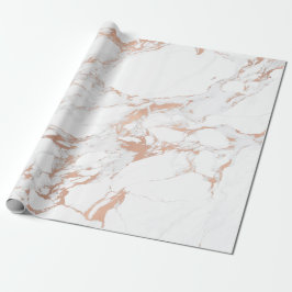 White GreyPink Roos Gold Blush Carrara Marble Lux Cadeaupapier