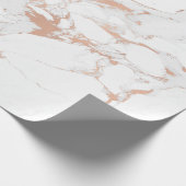White GreyPink Roos Gold Blush Carrara Marble Lux Cadeaupapier (Hoek)