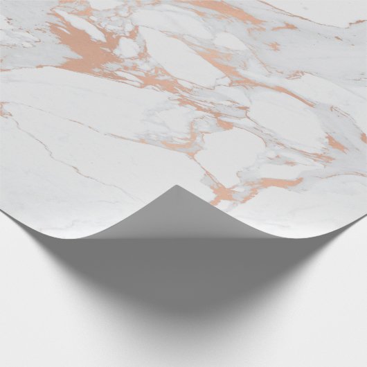 White GreyPink Roos Gold Blush Carrara Marble Lux Cadeaupapier (Hoek)