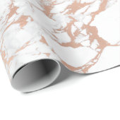 White GreyPink Roos Gold Blush Carrara Marble Lux Cadeaupapier (Rol Hoek)