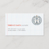 white grid paper | Justice Scales Visitekaartje (Voorkant)