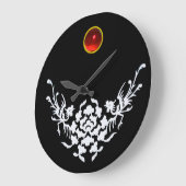 WHITE GRIFFINS AND FLOWERS, Red Ruby Gem Stone Grote Klok (Hoek)