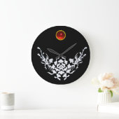 WHITE GRIFFINS AND FLOWERS, Red Ruby Gem Stone Grote Klok (Huis)