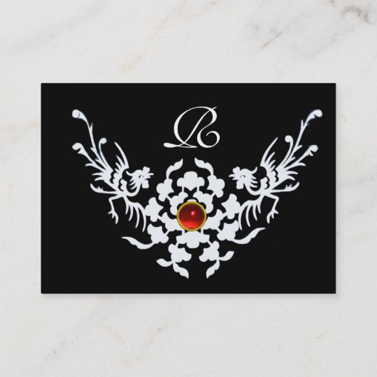 WHITE GRIFFINS RED RUBY MONOGRAM black Visitekaartje (Achterkant)