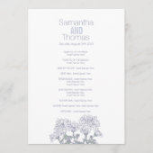 White grijs chrysanthemum trouwprogramma programmakaart (Voorkant)