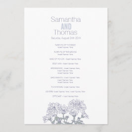 White grijs chrysanthemum trouwprogramma programmakaart