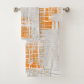 White grijs oranje abstract bad handdoek (Insitu)