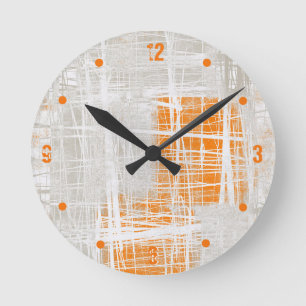 White grijs oranje abstract ronde klok