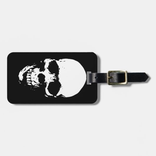 White Grim Reaper Skull Bagagelabel (Voorkant horizontaal)