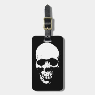 White Grim Reaper Skull Bagagelabel