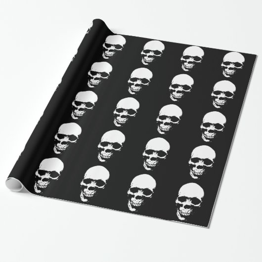 White Grim Reaper Skull Cadeaupapier (Uitgerold)