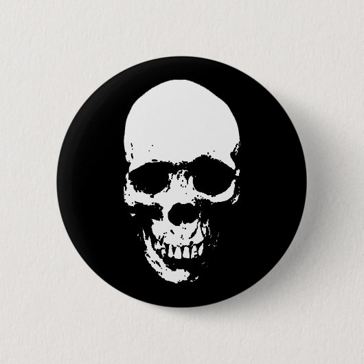 White Grim Reaper Skull Ronde Button 5,7 Cm (Voorkant)