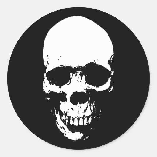 White Grim Reaper Skull Ronde Sticker (Voorkant)