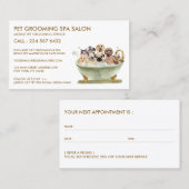 White Grooming Pet Bath Spa Cats Dogs Appointment Visitekaartje (Voorkant / Achterkant)