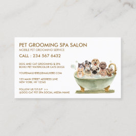 White Grooming Pet Bath Spa Cats Dogs Appointment Visitekaartje