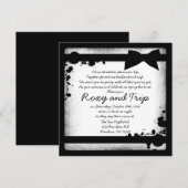 White grunge Black ribbon bruiloft Kaart (Voorkant / Achterkant)
