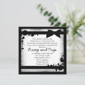 White grunge Black ribbon bruiloft Kaart (Staand voorkant)