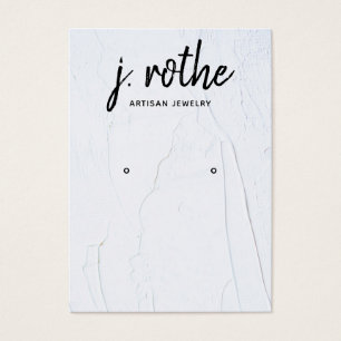 White Grunge Earring Typography Jewelry Display Visitekaartje